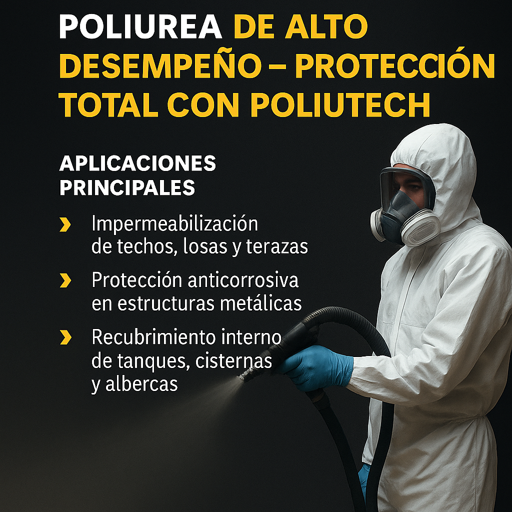 Poliurea de alto desempeño
Protección total con Poliutech
Aplicación profesional de poliurea
Impermeabilización de techos, losas y terrazas
Protección anticorrosiva en estructuras metálicas
Recubrimiento interno de tanques, cisternas y albercas
Recubrimientos industriales de alta resistencia
Tecnología avanzada en recubrimientos
Soluciones duraderas con poliurea
Recubrimientos impermeables sin juntas
Rendimiento superior para superficies exigentes
Aplicación rápida y segura de poliurea
Poliurea para contención química e industrial
Aislante e impermeabilizante de alto nivel
Poliutech: expertos en recubrimientos de protección
